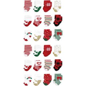 imageHudson Baby Unisex Baby Cotton Rich Baby Terry Socks 24Pack12 Days of Christmas Girl
