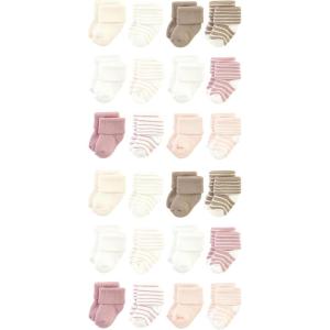 imageHudson Baby Unisex Baby Cotton Rich Baby Terry Socks 24PackBlush Stripe