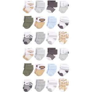 imageHudson Baby Unisex Baby Cotton Rich Baby Terry Socks 24PackBoy Safari