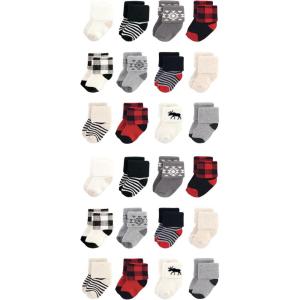 imageHudson Baby Unisex Baby Cotton Rich Baby Terry Socks 24PackBuffalo Plaid Moose