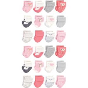 imageHudson Baby Unisex Baby Cotton Rich Baby Terry Socks 24PackGirl Woodland