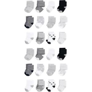 imageHudson Baby Unisex Baby Cotton Rich Baby Terry Socks 24PackGray Black Stars