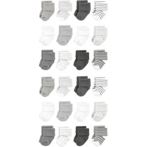 imageHudson Baby Unisex Baby Cotton Rich Baby Terry Socks 24PackGray Stripe