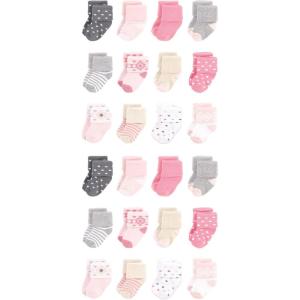 imageHudson Baby Unisex Baby Cotton Rich Baby Terry Socks 24PackPink Gray Solid