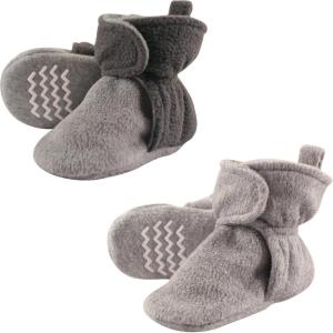 imageHudson Baby babygirls Cozy Fleece BootiesLight and Dark Gray 2pack