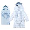 imageHudson Baby Unisex Baby Cotton Animal Face Hooded Towel and Plush Bathrobe Bundle Set Narwhal 09 Months