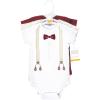 imageHudson Baby Infant Boy Cotton Bodysuits Burgundy Beige Suspender Preemie