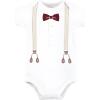 imageHudson Baby Infant Boy Cotton Bodysuits Burgundy Beige Suspender Preemie