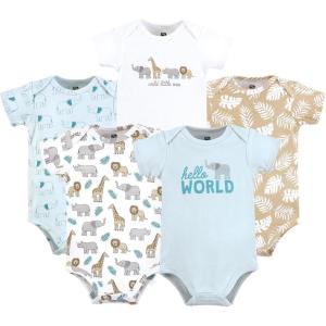 imageHudson Baby Cotton Bodysuits Hello World Safari 03 Months