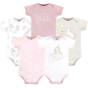 imageHudson Baby Infant Girl Cotton Bodysuits Unicorn Dreams Pink Preemie