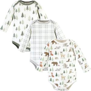 imageHudson Baby babygirls Quilted Long Sleeve Cotton BodysuitsForest Animals