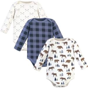 imageHudson Baby babygirls Quilted Long Sleeve Cotton BodysuitsMoose Bear