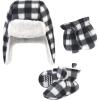 imageHudson Baby BabyGirls Trapper Hat Mitten and Bootie SetBlack White Plaid