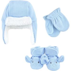 imageHudson Baby BabyGirls Trapper Hat Mitten and Bootie SetBlue Elephant