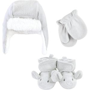 imageHudson Baby BabyGirls Trapper Hat Mitten and Bootie SetGray Elephant