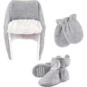 imageHudson Baby BabyGirls Trapper Hat Mitten and Bootie SetHeather Gray