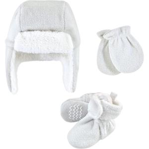 imageHudson Baby BabyGirls Trapper Hat Mitten and Bootie SetLight Gray