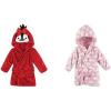imageHudson Baby Girl Plush Animal Face Bathrobe 2Pack Penguin Pink Clouds