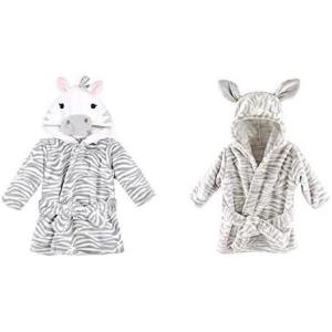 imageHudson Baby Girl Plush Animal Face Bathrobe 2Pack Gray Zebra Zebra