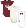 imageHudson Baby Infant Boy Cotton Bodysuits Burgundy Beige Suspender 1218 Months