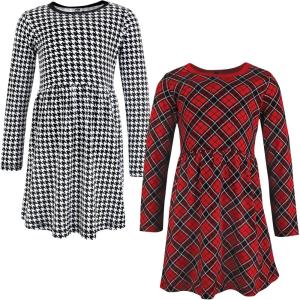 imageHudson Baby Girls Cotton DressesBlack Red Plaid
