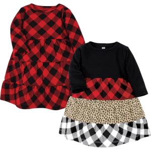 imageHudson Baby Girls Cotton DressesBuffalo Plaid Leopard Black