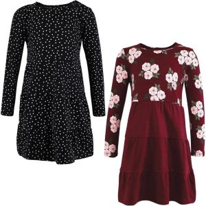 imageHudson Baby Girls Cotton DressesBurgundy Floral Black