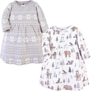 imageHudson Baby Girls Cotton DressesGray Winter Forest