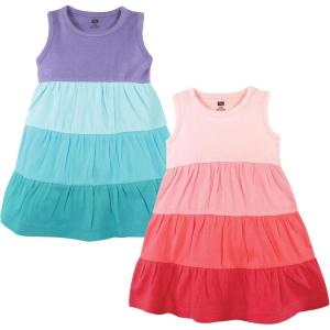 imageHudson Baby Girls Cotton DressesOmbre Coral Teal