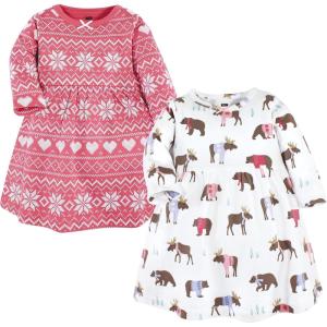 imageHudson Baby Girls Cotton DressesPink Moose Bear