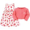 imageHudson Baby Infant and Toddler Girls Cotton Dress and Cardigan SetCoral Watermelon
