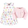 imageHudson Baby Infant and Toddler Girls Cotton Dress and Cardigan SetEaster Eggs