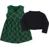 imageHudson Baby Infant and Toddler Girls Cotton Dress and Cardigan SetForest Green Plaid