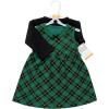 imageHudson Baby Infant and Toddler Girls Cotton Dress and Cardigan SetForest Green Plaid