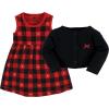 imageHudson Baby Infant and Toddler Girls Cotton Dress and Cardigan SetGold Heart Buffalo Plaid