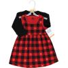imageHudson Baby Infant and Toddler Girls Cotton Dress and Cardigan SetGold Heart Buffalo Plaid