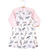 imageHudson Baby Infant and Toddler Girls Cotton Dress and Cardigan SetModern Pink Safari