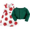 imageHudson Baby Infant and Toddler Girls Cotton Dress and Cardigan SetPoinsettia