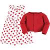 imageHudson Baby Infant and Toddler Girls Cotton Dress and Cardigan SetRed Hearts