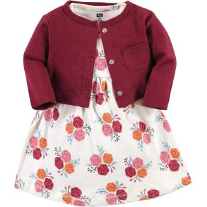 imageHudson Baby Infant and Toddler Girls Cotton Dress and Cardigan SetAutumn Rose