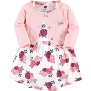 imageHudson Baby Infant and Toddler Girls Cotton Dress and Cardigan SetBlush Floral