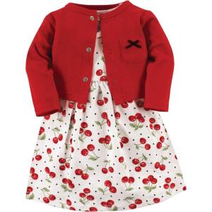 imageHudson Baby Infant and Toddler Girls Cotton Dress and Cardigan SetCherries