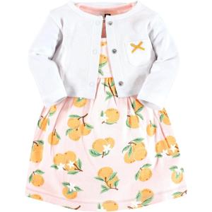imageHudson Baby Infant and Toddler Girls Cotton Dress and Cardigan SetCitrus Orange