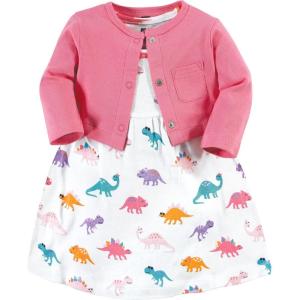 imageHudson Baby Infant and Toddler Girls Cotton Dress and Cardigan SetCuteasaurus