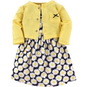 imageHudson Baby Infant and Toddler Girls Cotton Dress and Cardigan SetDaisy