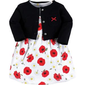 imageHudson Baby Infant and Toddler Girls Cotton Dress and Cardigan SetPoppy Daisy