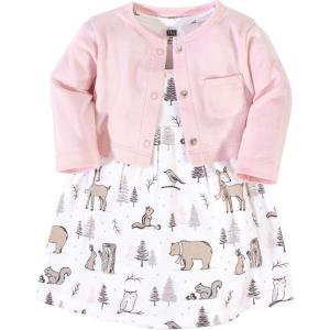 imageHudson Baby Infant and Toddler Girls Cotton Dress and Cardigan SetWinter Forest