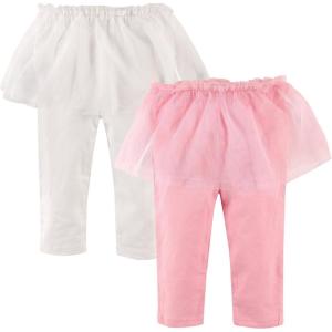 imageHudson Baby Unisex Cotton Pants and LeggingsPink White