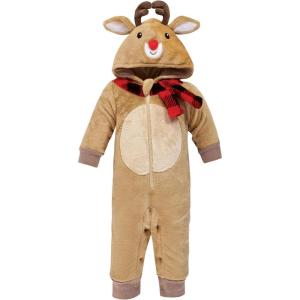 imageHudson Baby babygirls Plush Jumpsuits Animal FaceRudolph