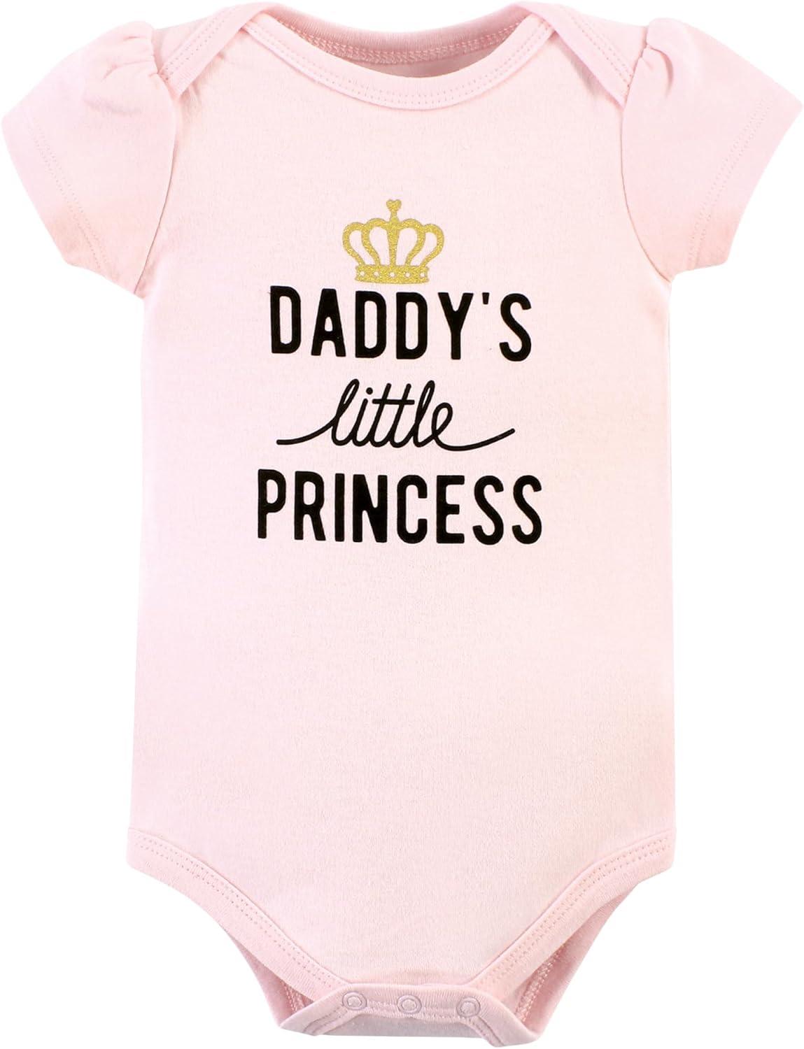 imageHudson Baby Unisex Baby Cotton Bodysuit Pant and Shoe SetDaddys Little Princess Short Sleeve